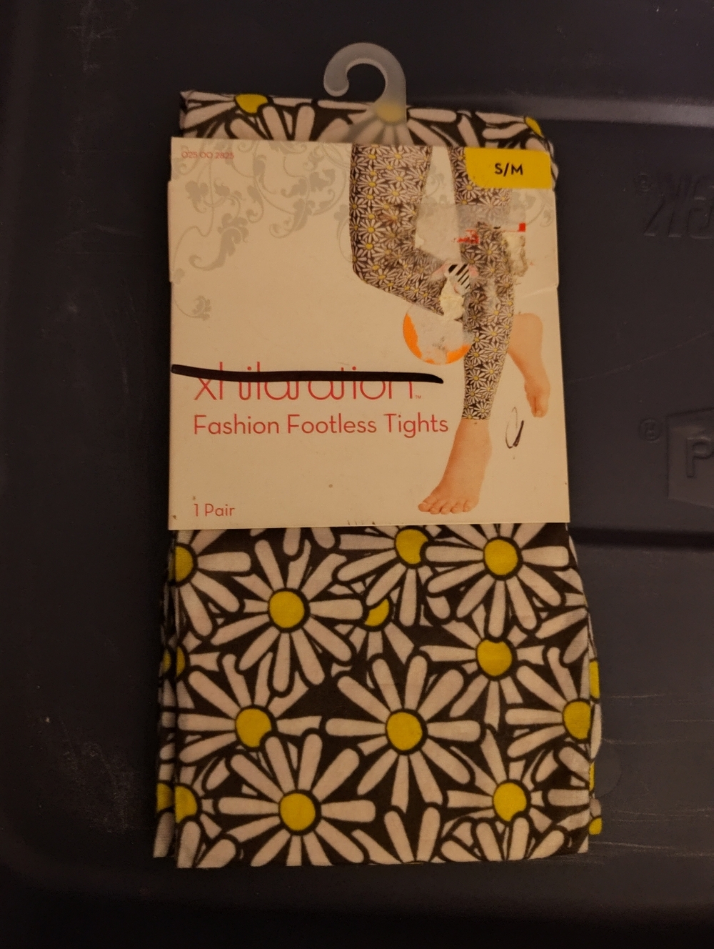 Target Black Daisy Print Footless Tights with White & Yellow